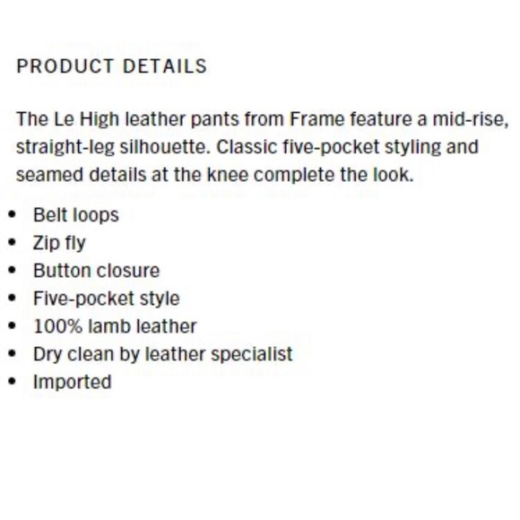 FRAME Le High Leather Pants Size 29 - Picture 3 of 12